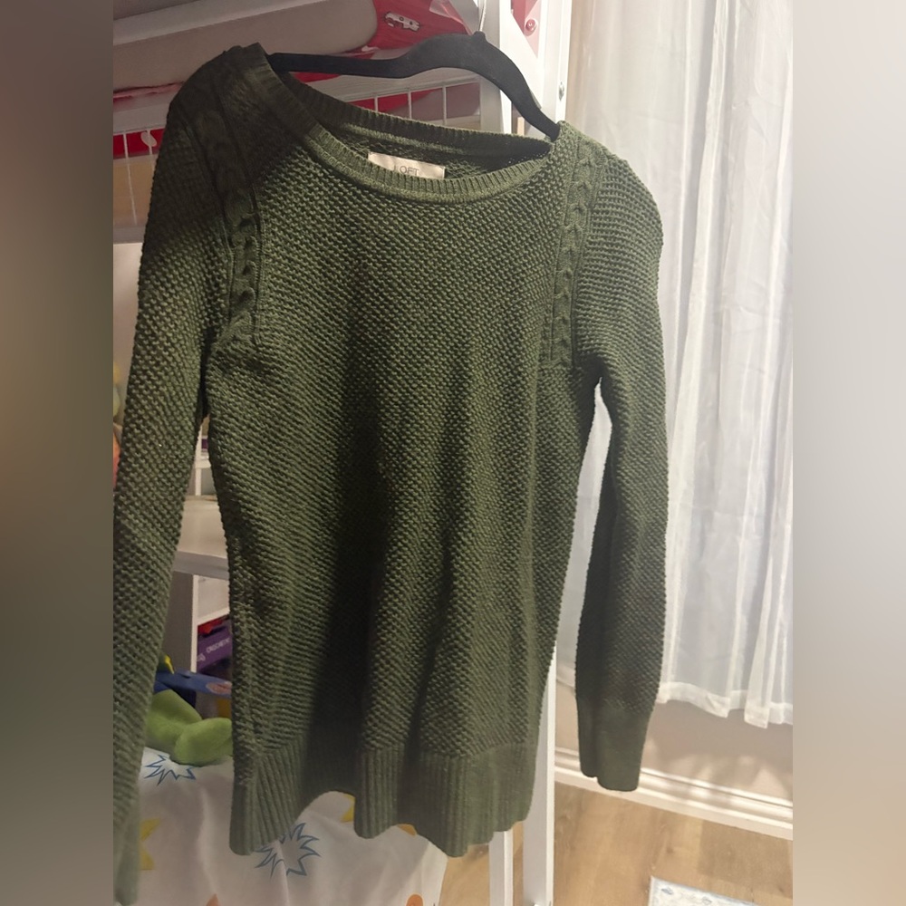 LOFT Forest Green Women's Crew Neck Sweater
